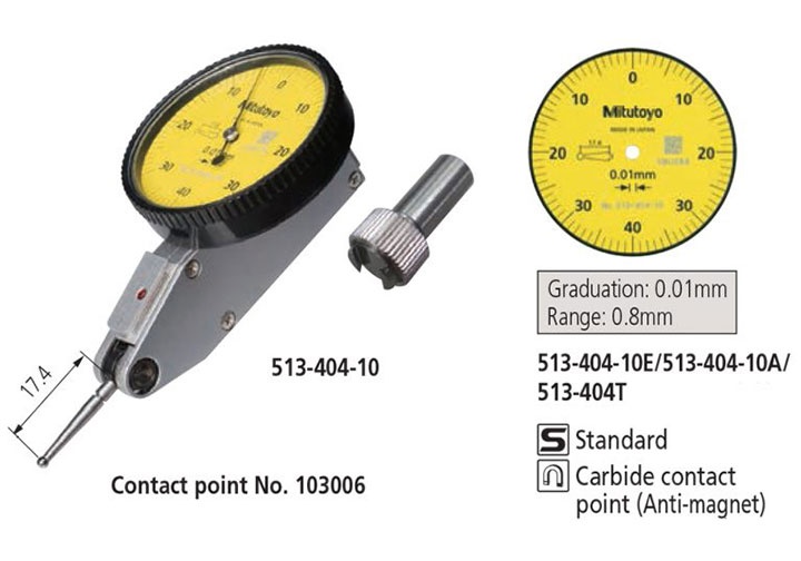 0.08mm Đồng hồ so chân gập Mitutoyo 513-404-10E