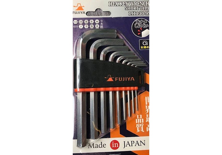1.5-10mm Bộ lục giác đầu bằng ngắn 9 chi tiết Fujiya LH130-9S