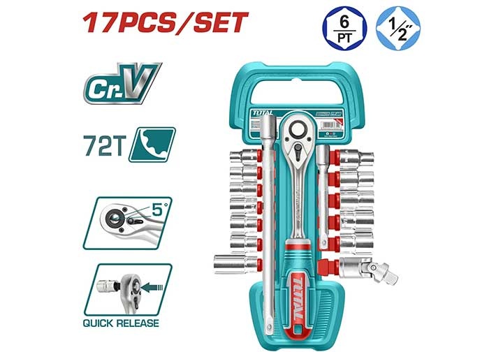 1/2" Bộ tuýp 10-24mm 17 chi tiết Total THT121171