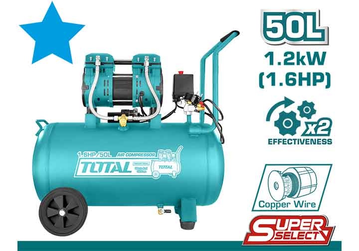 1200W (1.6HP) Máy nén khí không dầu 50 lít Total TCS1120508T