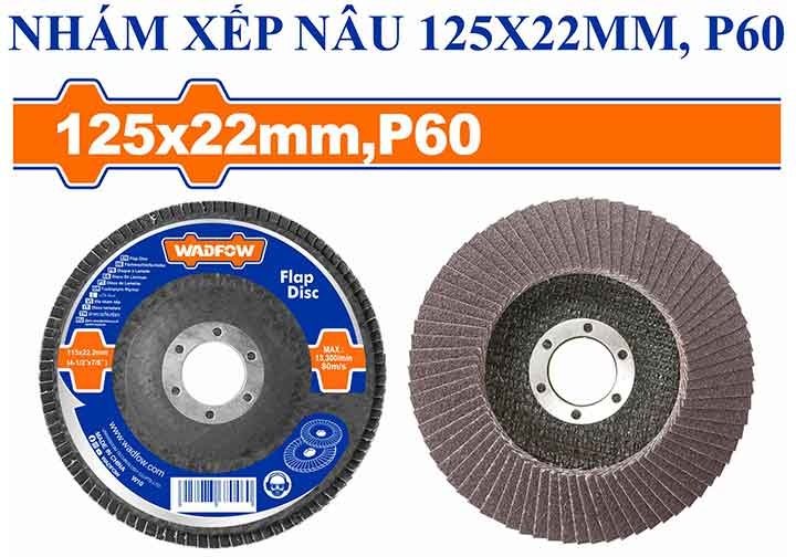 125x22mm Nhám xếp nâu P60 Wadfow WYL2302