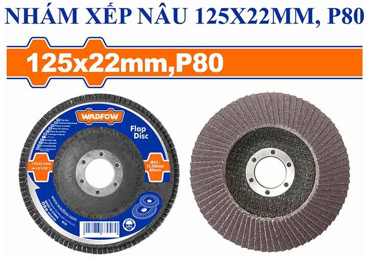 125x22mm Nhám xếp nâu P80 Wadfow WYL2303