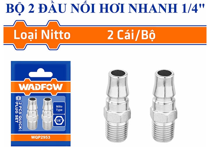 1/4" Bộ 2 đầu nối hơi nhanh ren ngoài Wadfow WQP2953