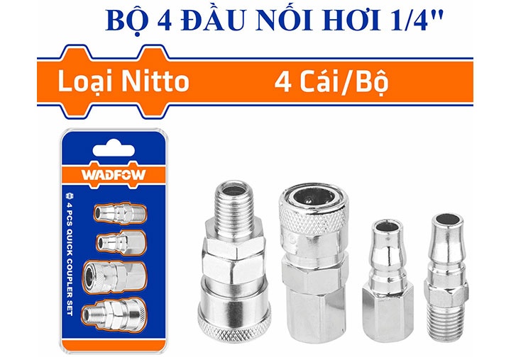 1/4" Bộ 4 đầu nối hơi Wadfow WQP4673