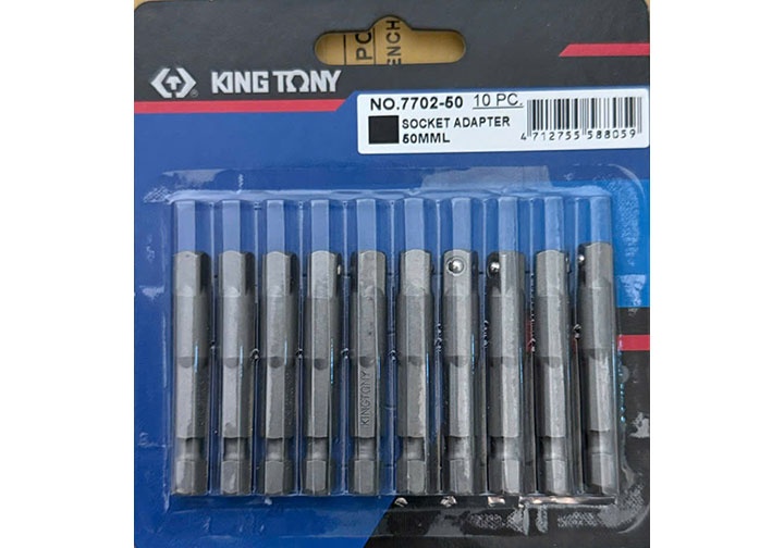 1/4" x 1/4" Đầu chuyển máy vặn vít sang bu lông (1 vỉ gồm 10 cái) Kingtony 7702-50