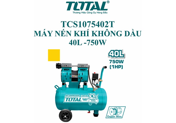 1HP (750W) Máy nén khí không dầu 40L Total TCS1075402T