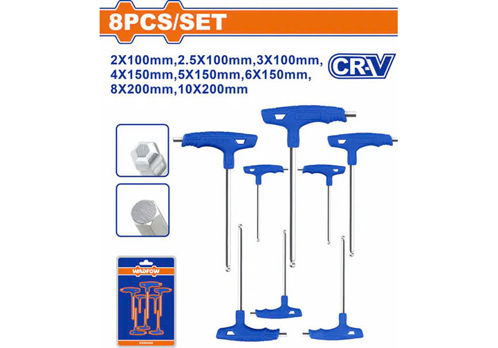 2-10mm Bộ lục giác chữ T đầu bi 8 chi tiết Wadfow WHK2481 2-10mm Bộ lục giác chữ T đầu bi 8 chi tiết Wadfow WHK2481