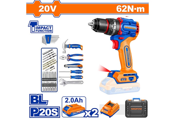 20V Bộ đồ nghề có máy khoan búa 91 chi tiết Wadfow WDT4B91 20V Bộ đồ nghề có máy khoan búa 91 chi tiết Wadfow WDT4B91