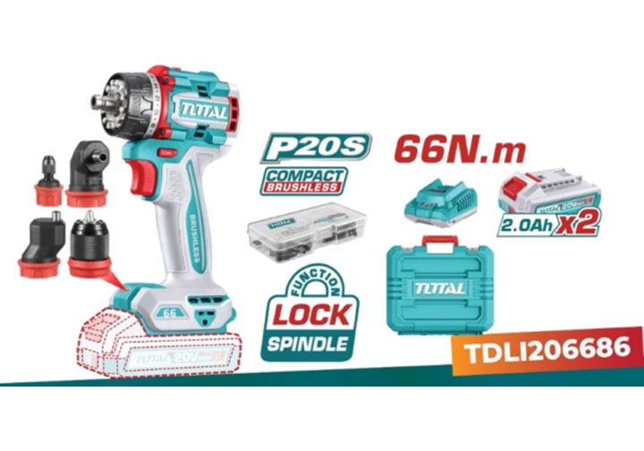 20V Máy khoan siết vít đa năng dùng pin Total TDLI206686