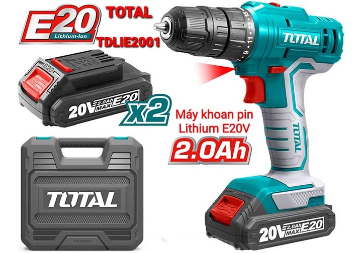 20V Máy khoan vặn vít dùng pin E20 Total TDLIE2001