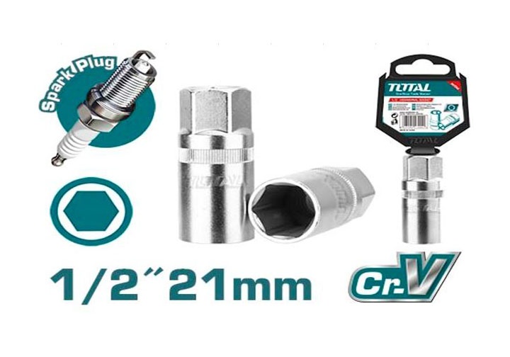 21mm Đầu tuýp lục giác mở bugi xe máy 1/2" Total THSPS12216