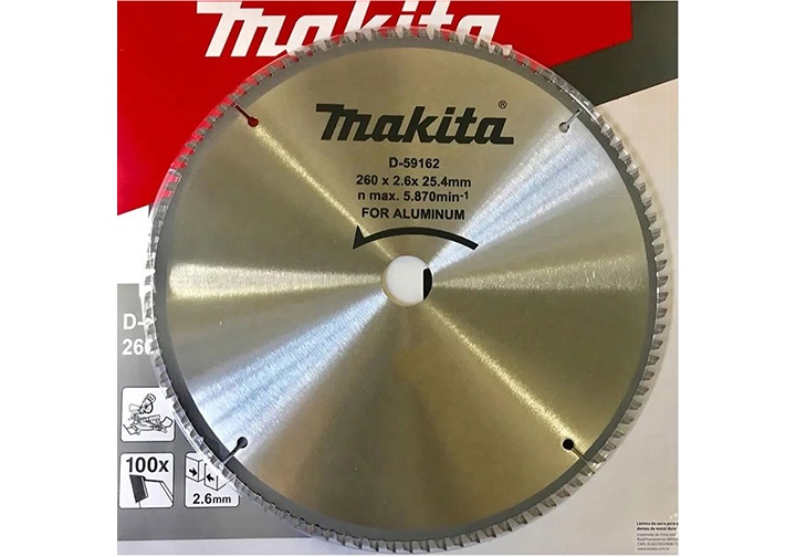 260X25.4X100T Lưỡi cưa hợp kim cắt nhôm Makita D-59162