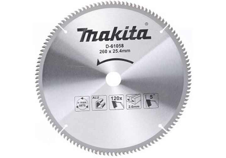 260X25.4X120T Lưỡi cưa hợp kim cắt nhôm Makita D-61058