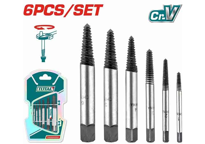 3-25mm Bộ mũi ren taro lấy bu lông ốc vít gãy 6 chi tiết Total TACSE0061