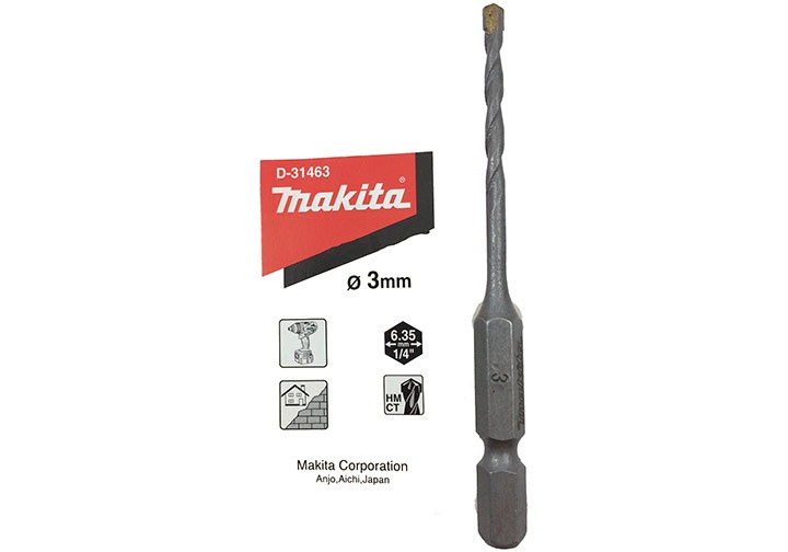 3x80mm Mũi khoan bê tông chuôi lục giác Makita D-31463