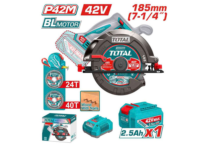 42V Máy cưa đĩa tròn 185mm dùng pin P42M Total TSLI4218511 42V Máy cưa đĩa tròn 185mm dùng pin P42M Total TSLI4218511