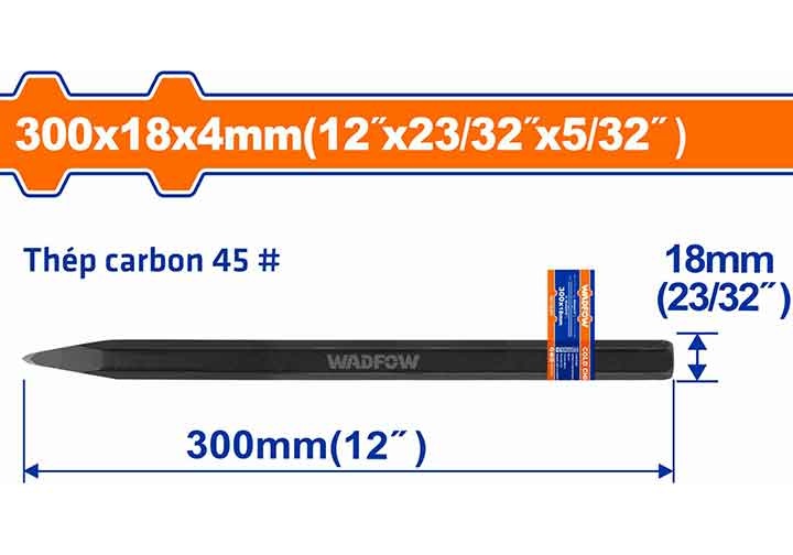 4x18x300mm Đục sắt mũi nhọn Wadfow WCC0302