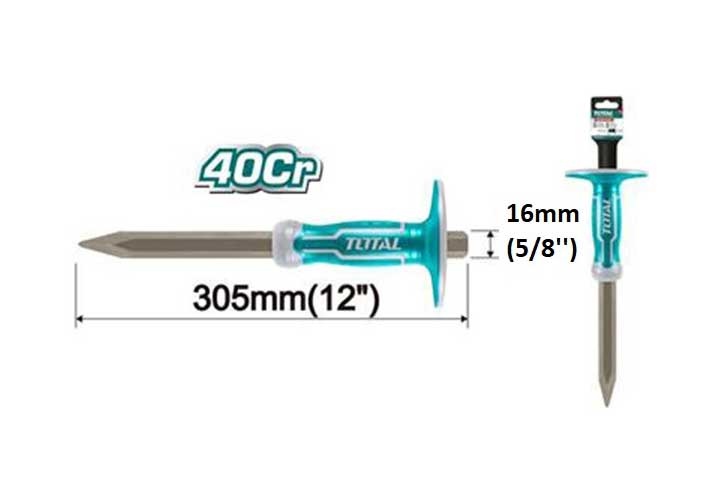 4x305mm Đục bê tông mũi nhọn Total THT4421216