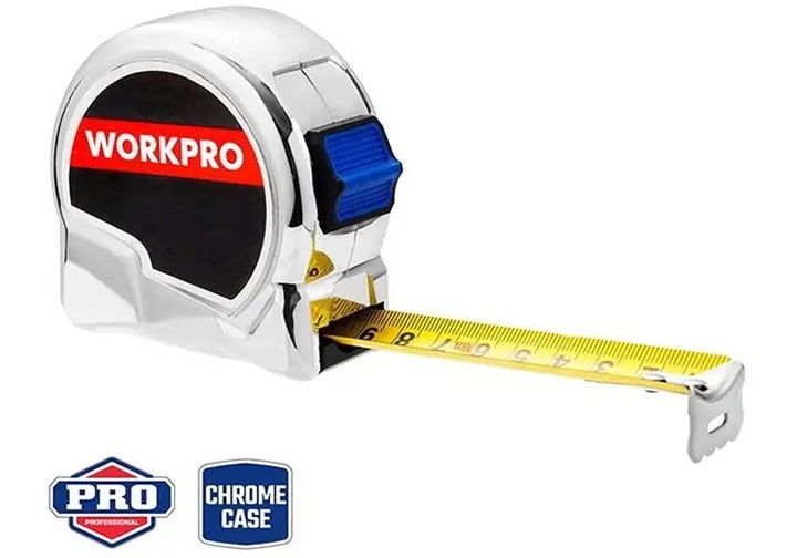 5m x 19mm Thước cuộn thép mạ crom Workpro WP261014