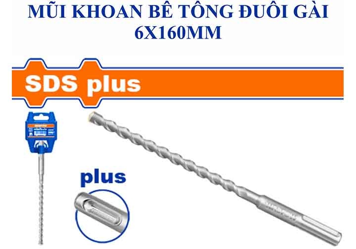 6x160mm Mũi khoan bê tông đuôi gài SDS Wadfow WHD1205