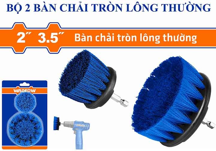 Bộ 2 bàn chải tròn lông thường Wadfow WND2401