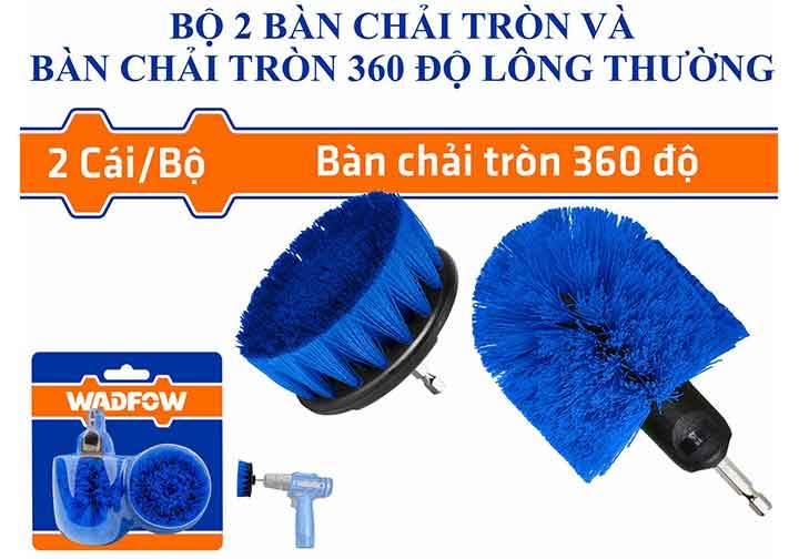 Bộ 2 bàn chải tròn và tròn 360 độ Wadfow WND2402