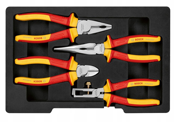 Bộ kìm cách điện 1000v 4 chi tiết Bosch 1600A02NG1