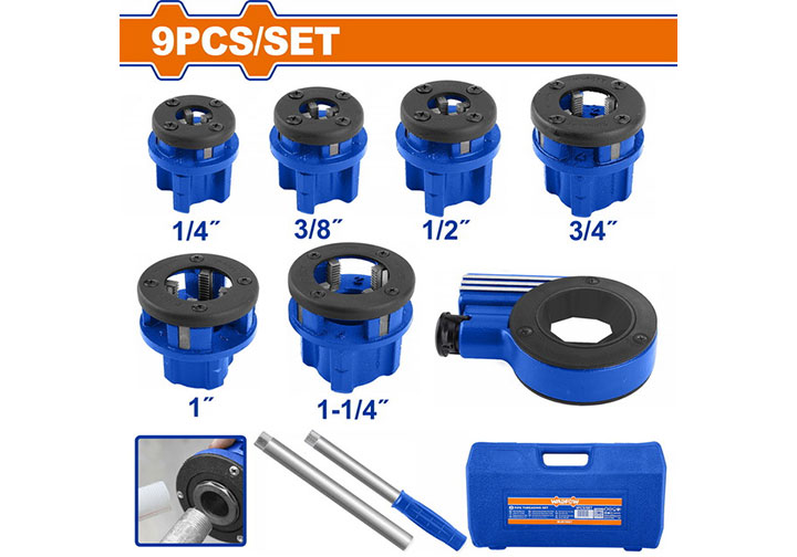 1/4"-1-1/4" Bộ ren ống hệ inch BSPT 9 chi tiết Wadfow WJK1D61 1/4"-1-1/4" Bộ ren ống hệ inch BSPT 9 chi tiết Wadfow WJK1D61