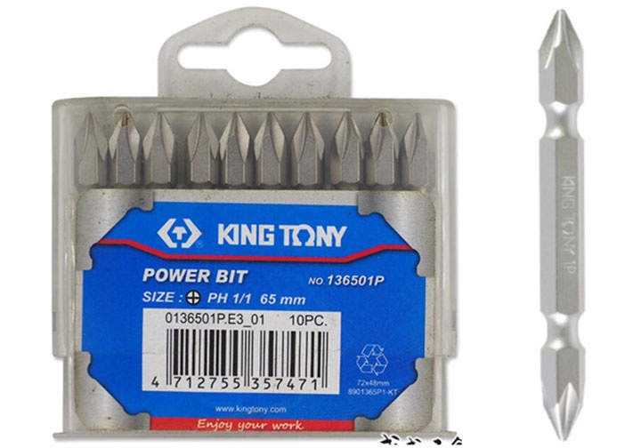 PH1x65mm Bộ mũi vít bake 2 đầu 10 chi tiết Kingtony 136501P
