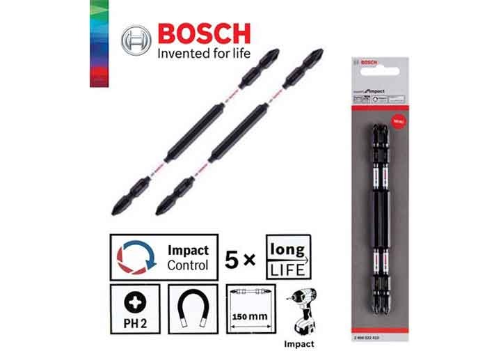 PH2x150mm Bộ mũi vặn vít bake hai đầu 2 chi tiết Bosch 2608522410