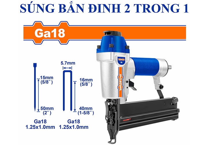 Súng bắn đinh và ghim dùng khí nén Wadfow WBN2540