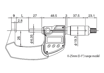 0-25mm Panme đo ngoài điện tử Mitutoyo 293-185