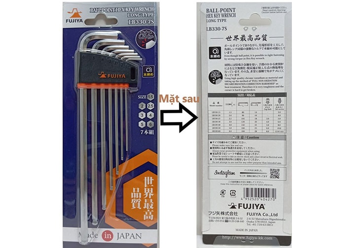 1.5-6mm Bộ lục giác dài đầu bi Fujiya LB330-7S