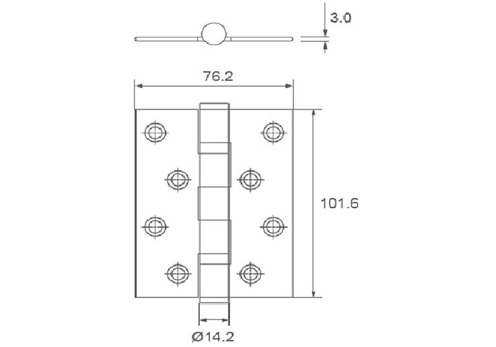 100x76x3mm Bản lề bi kích thước nhỏ inox 201 Imundex 701.24.501