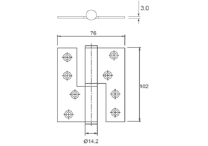 100x88x3mm Bản lề cối inox 304 Imundex 701.13.103