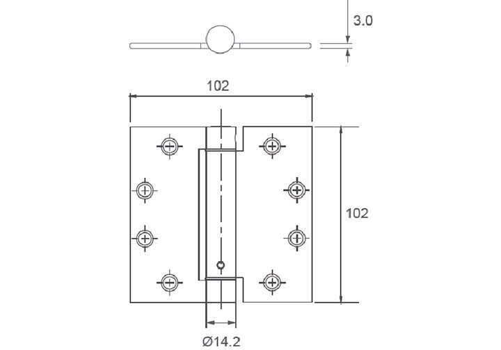 102x102x3mm Bản lề bật 1 chiều inox 304 Imundex 701.15.620