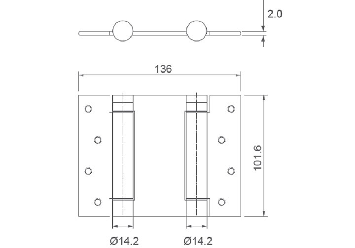 102x115x2mm Bản lề bật 2 chiều inox 304 Imundex 701.15.630