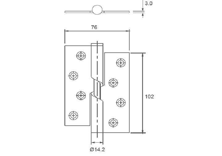 102x76x3mm Bản lề nâng hạ inox 304 Imundex 701.11.102