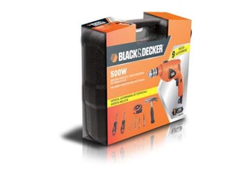 10mm Máy khoan búa 500W kèm 9 phụ kiện Black and Decker HD400K9