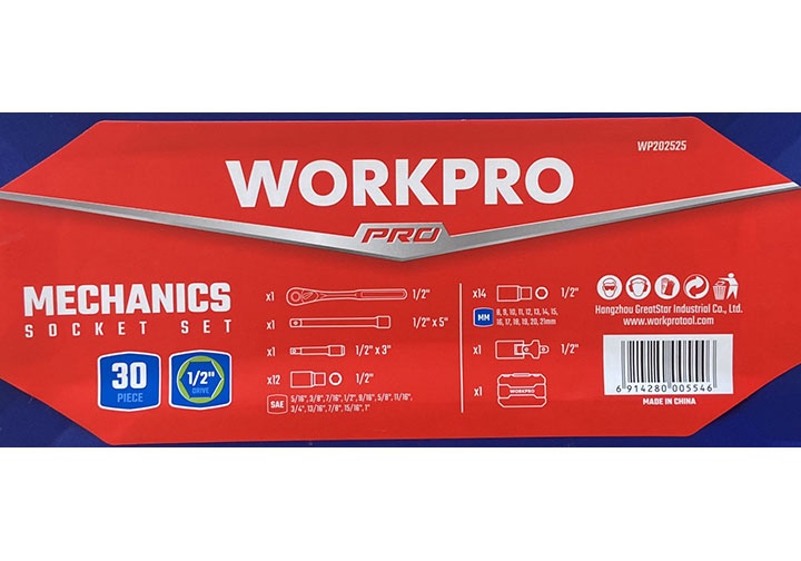 1/2" Bộ tuýp 30 chi tiết Workpro WP202525