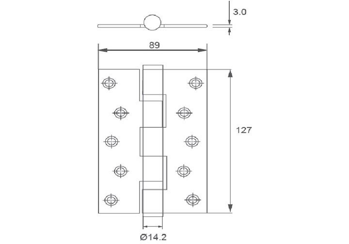 127x89x3mm Bản lề bi kích thước lớn inox 304 Imundex 701.12.900