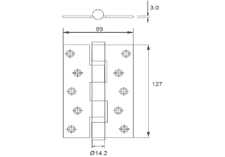 127x89x3mm Bản lề bi kích thước lớn inox 304 Imundex 701.14.900