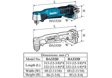 12V Máy khoan góc dùng pin Makita DA332D