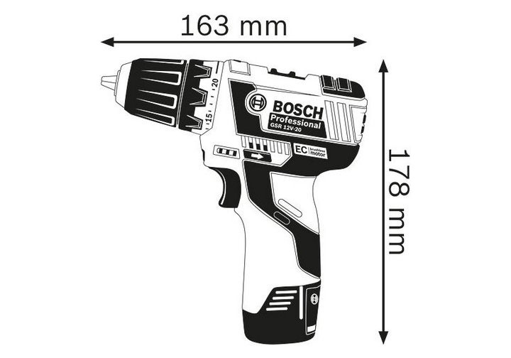 12V Máy khoan vặn vít dùng pin 10mm Bosch GSR 12 V-EC