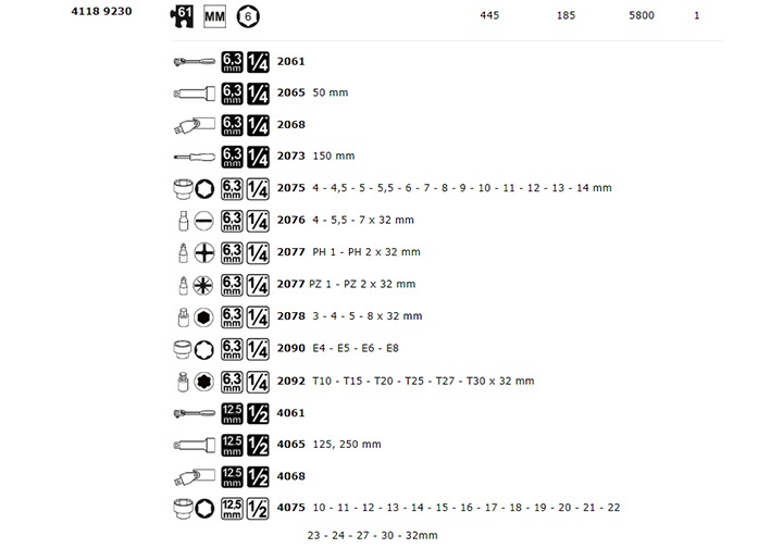 1/4" & 1/2" Bộ tuýp 61 chi tiết Matador 41189230