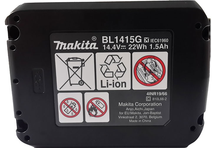 14.4V/1.5Ah Pin Lithium-Ion chân gài trắng Makita BL1415G