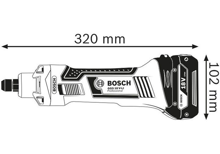 18V Máy mài thẳng dùng pin 8mm Bosch GGS 18 V-LI (Solo)