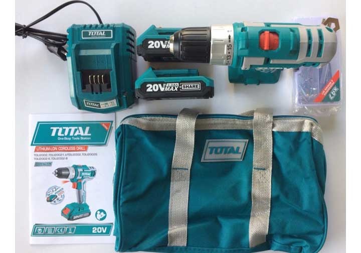 20V Máy khoan vặn vít dùng pin 47 chi tiết Total TDLI2002