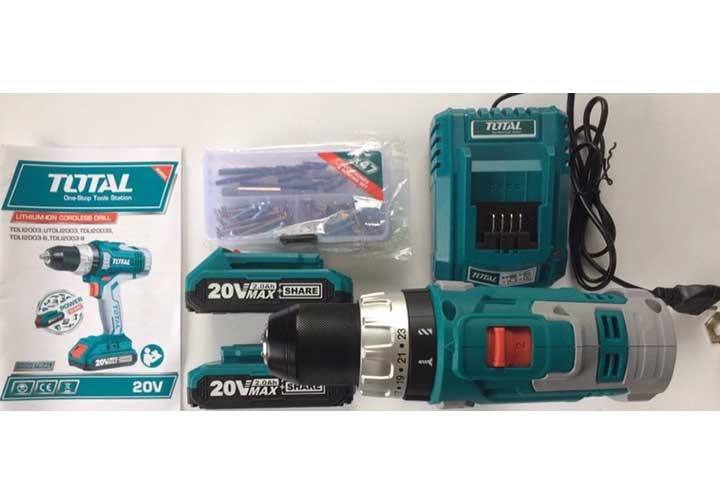 20V Máy khoan vặn vít dùng pin 47 chi tiết Total TDLI2003