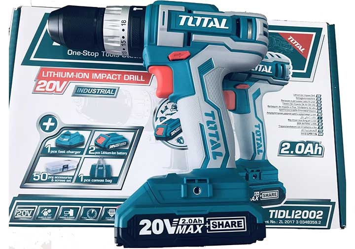 20V Máy khoan vặn vít dùng pin 50 chi tiết Total TIDLI2002